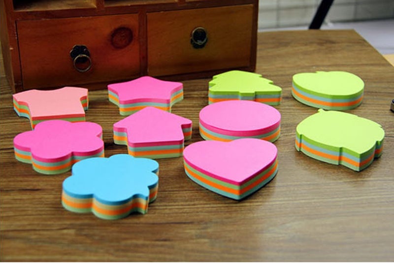 Funny live 6 Pads Creative Sticky Notes 3x3 Self-Stick Notes for Home, Office,100 Sheets/Pad, 'Butterflie', 'Clothe', 'Heart', 'Leaves', 'Apple', 'Strawberry', 'Bear', 'Plum Flower',etc. Shapes Random - Image 4